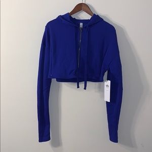Brand new ALO Extreme Crop Hoodie in Sapphire